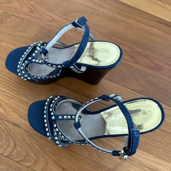 Michael Kors Studded Black and Gold Wedges - Picture 7 of 8